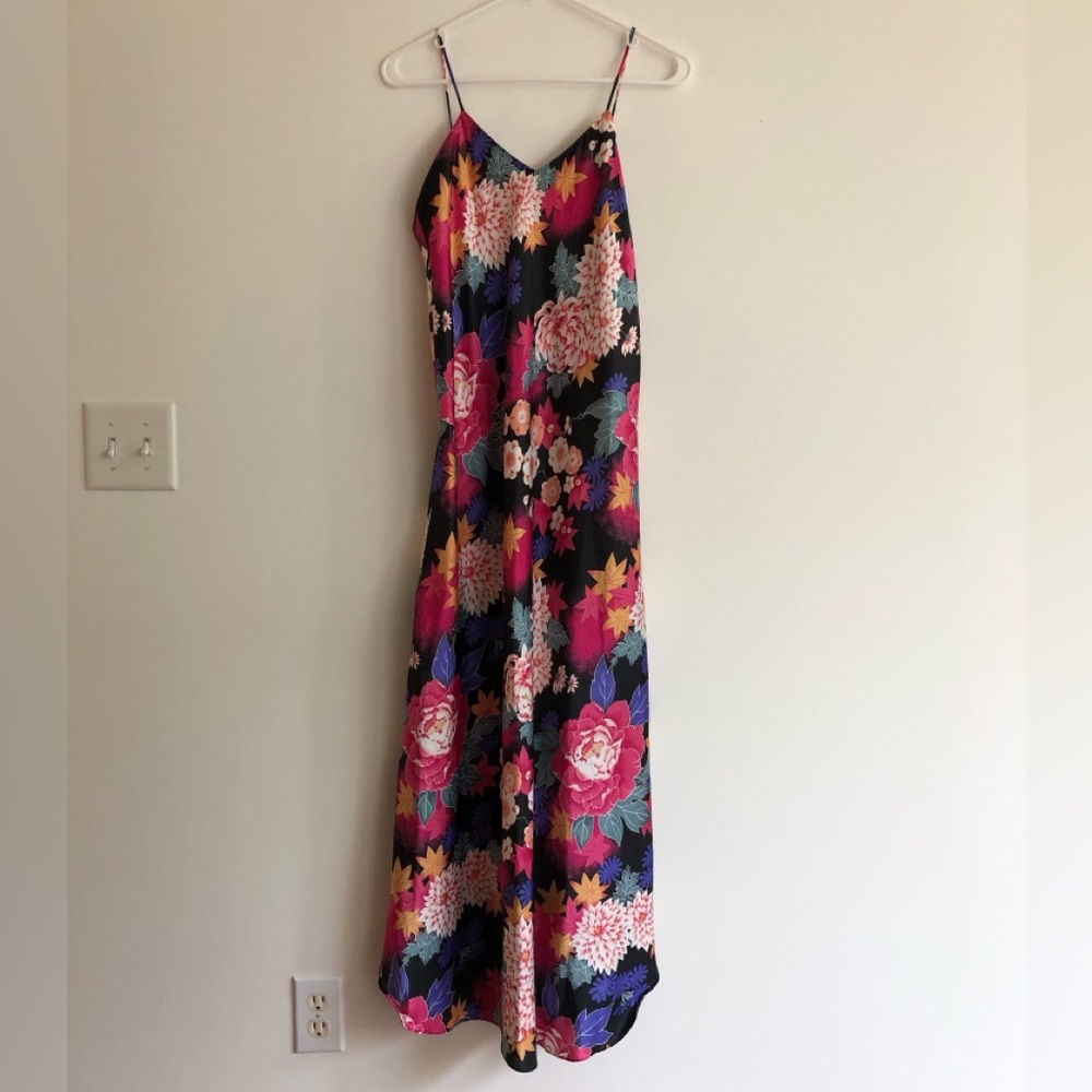 Vintage Natori Neiman-Marcus colorful floral elegant slip dress size 5